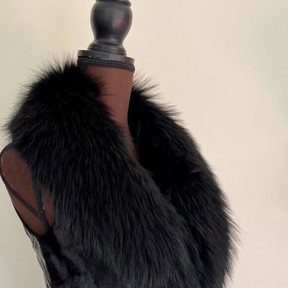 NWOT Tan Brown Leather Vest Real Fox Fur XS size - Picture 16 of 16